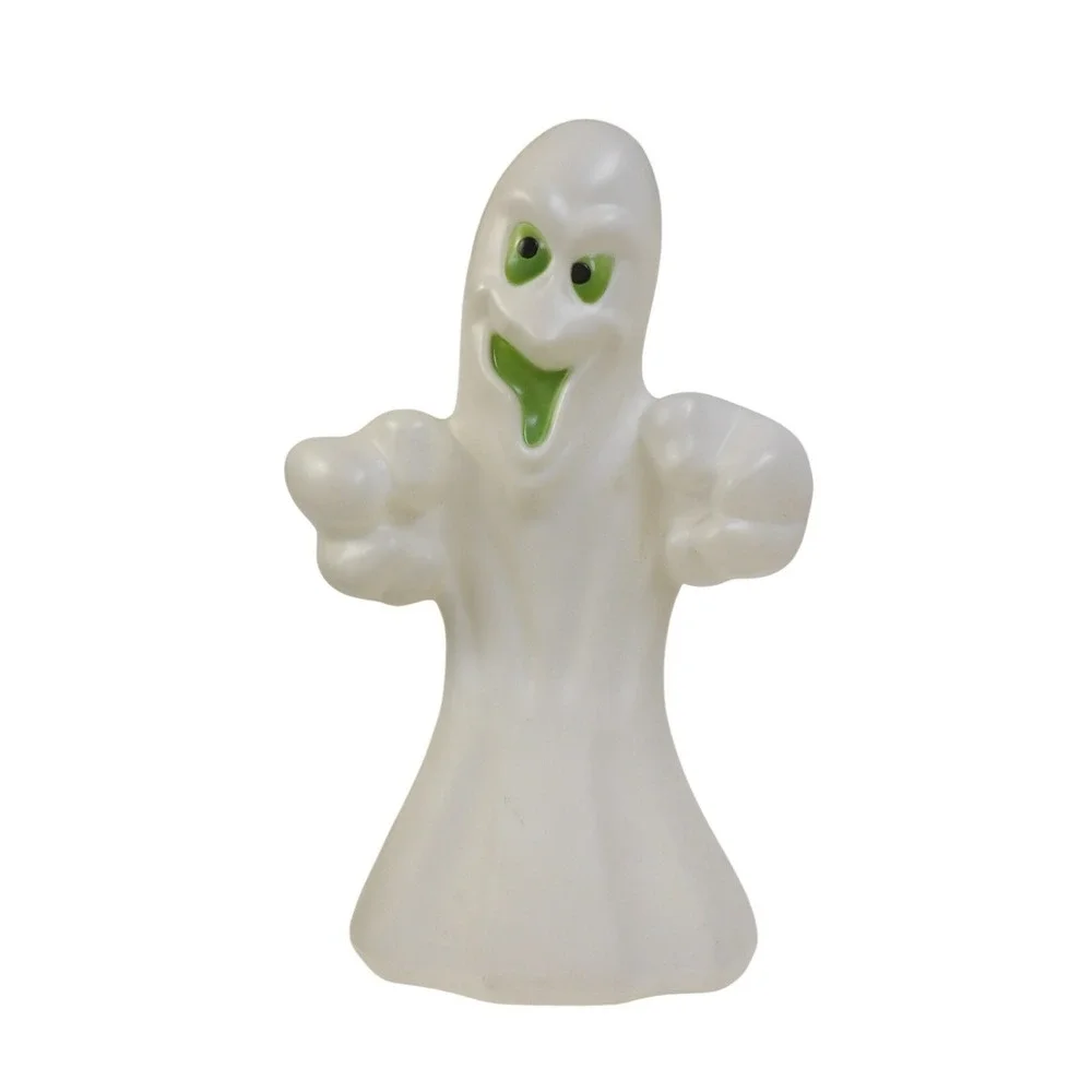 Vintage Halloween Ghost Blow Mold Light Up White Ghost Green Eyes 36" - Picture 1 of 3